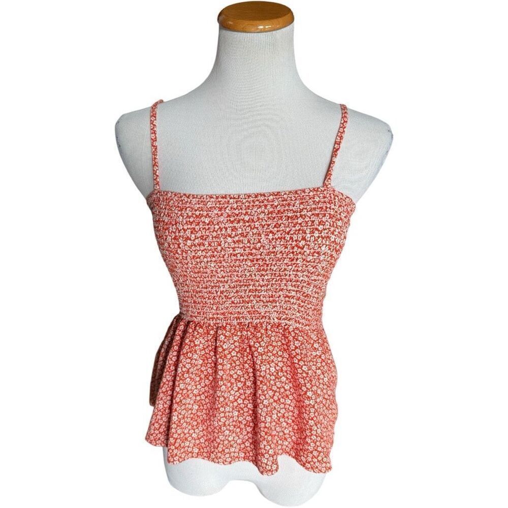 Womens CY Boutique Ditsy Floral Sleeveless Ruched Tank Top Blouse - Sz M
